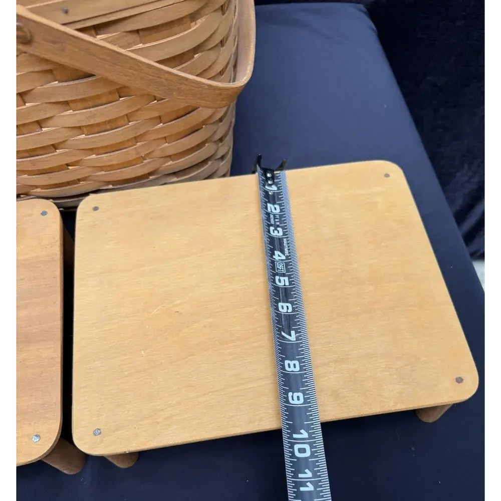 Longaberger 1997 Large Picnic Basket 10324 W/ 2 Risers Swing Handles